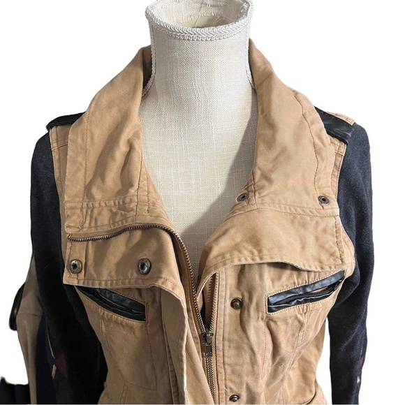 LA Hearts Khaki & Grey Contrast Long Sleeves Aztec Print Safari Jacket Sz Sm EUC - Picture 4 of 14